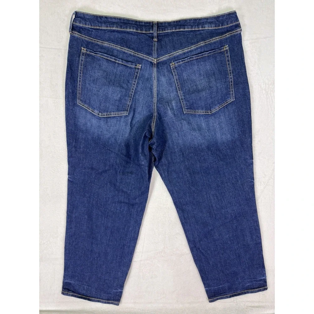 New Old Navy Jeans Womens 24 Plus Blue Dark Wash High Rise OG Loose Straight
